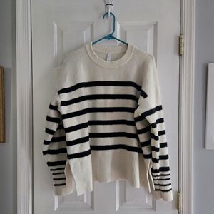 STYLUS Black and Cream Striped Sweater